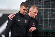 23 July 2019; Dundalk head coach Vinny Perth, right, with Patrick McEleney during a Dundalk training session at Oriel Park in Dundalk, Co Louth. Photo by Ben McShane/Sportsfile