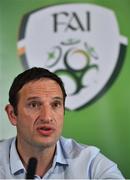 23 July 2019; Noel Mooney, FAI General Manager, speaking during the Social Return On Investment report launch, carried out by UEFA, at Ratoath Harps in Rathoath, Co. Meath. Photo by Seb Daly/Sportsfile