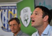 23 July 2019; Noel Mooney, FAI General Manager, speaking during the Social Return On Investment report launch, carried out by UEFA, at Ratoath Harps in Rathoath, Co. Meath. Photo by Seb Daly/Sportsfile
