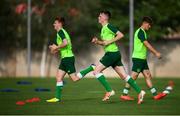 23 July 2019; Andy Lyons and Brandon Kavanagh, left, during a Republic of Ireland training session at the FFA Technical Centre ahead of their semi-final game of the 2019 UEFA European U19 Championships in Yerevan, Armenia. Photo by Stephen McCarthy/Sportsfile