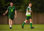 23 July 2019; Joe Hodge and head coach Tom Mohan during a Republic of Ireland training session at the FFA Technical Centre ahead of their semi-final game of the 2019 UEFA European U19 Championships in Yerevan, Armenia. Photo by Stephen McCarthy/Sportsfile