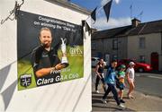 23 July 2019; A view of a sign congratulating Shane Lowry outside a Clara GAA club in Offaly. Photo by Seb Daly/Sportsfile
