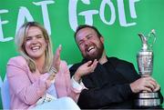 23 July 2019; The 2019 Open Champion Shane Lowry with the Claret Jug and his wife Wendy Honner at his homecoming event in Clara in Offaly. Photo by Piaras Ó Mídheach/Sportsfile
