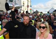 23 July 2019; The 2019 Open Champion Shane Lowry and wife Wendy Honner, with the Claret Jug at his homecoming event in Clara in Offaly. Photo by Seb Daly/Sportsfile