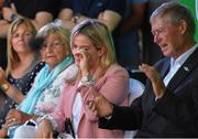 23 July 2019; Wendy Honner, centre, wife of 2019 Open Champion Shane Lowry, at his homecoming event in Clara in Offaly. Photo by Seb Daly/Sportsfile