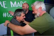 23 July 2019; Tommy Scanlon, left, uncle of 2019 Open Champion Shane Lowry, with caddy Brian Martin, and Brendan Lowry, father of 2019 Open Champion Shane Lowry, at his homecoming event in Clara in Offaly. Photo by Seb Daly/Sportsfile