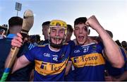 23 July 2019; Andrew Ormond, left, and Kian O'Kelly of Tipperary celebrate following the Bord Gais Energy Munster GAA Hurling Under 20 Championship Final match between Tipperary and Cork at Semple Stadium in Thurles, Co Tipperary. Photo by Sam Barnes/Sportsfile