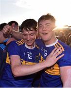 23 July 2019; Billy Seymour, right, and Joe Fogarty of Tipperary celebrate following the Bord Gais Energy Munster GAA Hurling Under 20 Championship Final match between Tipperary and Cork at Semple Stadium in Thurles, Co Tipperary. Photo by Sam Barnes/Sportsfile