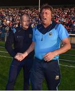 23 July 2019; Tipperary manager Liam Cahill, left, and selector Sean Corbett celebrate following the Bord Gais Energy Munster GAA Hurling Under 20 Championship Final match between Tipperary and Cork at Semple Stadium in Thurles, Co Tipperary. Photo by Sam Barnes/Sportsfile