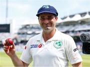 24 July 2019; Tim Murtagh of Ireland holds the ball after taking 5 wickets in the 1st England innings during day one of the Specsavers Test Match between Ireland and England at Lords Cricket Ground in London, England. Photo by Matt Impey/Sportsfile