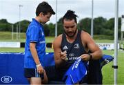 24 July 2019; Leinster player James Lowe with a participant during the Bank of Ireland Leinster Rugby Summer Camp at Navan RFC in Navan, Co Meath. Photo by Piaras Ó Mídheach/Sportsfile