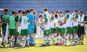 24 July 2019; Republic of Ireland players during a water break during the 2019 UEFA U19 Championships semi-final match between Portugal and Republic of Ireland at Banants Stadium in Yerevan, Armenia. Photo by Stephen McCarthy/Sportsfile
