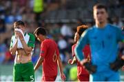 24 July 2019; Oisin McEntee of Republic of Ireland reacts after his side conceded a third goal during the 2019 UEFA U19 Championships semi-final match between Portugal and Republic of Ireland at Banants Stadium in Yerevan, Armenia. Photo by Stephen McCarthy/Sportsfile