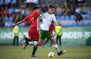 24 July 2019; Oisin McEntee of Republic of Ireland and Gonçalo Ramos of Portugal during the 2019 UEFA U19 Championships semi-final match between Portugal and Republic of Ireland at Banants Stadium in Yerevan, Armenia. Photo by Stephen McCarthy/Sportsfile