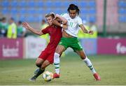 24 July 2019; Tyreik Wright of Republic of Ireland and Costinha of Portugal during the 2019 UEFA U19 Championships semi-final match between Portugal and Republic of Ireland at Banants Stadium in Yerevan, Armenia. Photo by Stephen McCarthy/Sportsfile