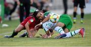 24 July 2019; Tyreik Wright of Republic of Ireland and Costinha of Portugal during the 2019 UEFA U19 Championships semi-final match between Portugal and Republic of Ireland at Banants Stadium in Yerevan, Armenia. Photo by Stephen McCarthy/Sportsfile