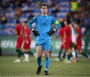 24 July 2019; Brian Maher of Republic of Ireland reacts after his side conceeded a fourth goal during the 2019 UEFA U19 Championships semi-final match between Portugal and Republic of Ireland at Banants Stadium in Yerevan, Armenia. Photo by Stephen McCarthy/Sportsfile