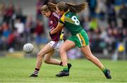 24 July 2019; Mairéad Glynn of Galway in action against Ellen Brodigan of Meath during the All-Ireland U16 ‘A’ Championship Final 2019 match between Galway and Meath at St Rynagh's in Banagher, Co Offaly. Photo by Piaras Ó Mídheach/Sportsfile