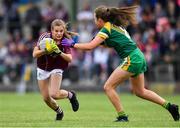 24 July 2019; Mairéad Glynn of Galway in action against Ellen Brodigan of Meath during the All-Ireland U16 ‘A’ Championship Final 2019 match between Galway and Meath at St Rynagh's in Banagher, Co Offaly. Photo by Piaras Ó Mídheach/Sportsfile