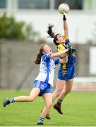 24 July 2019; Kate Shannon of Longford in action against Ella O'Neill of Waterford during the All-Ireland U16 ‘B’ Championship Final 2019 match between Longford and Waterford at St Brendans Park in Birr, Co Offaly. Photo by David Fitzgerald/Sportsfile
