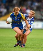 24 July 2019; Molly Mulvhill of Longford in action against Megan O'Grady of Waterford during the All-Ireland U16 ‘B’ Championship Final 2019 match between Longford and Waterford at St Brendans Park in Birr, Co Offaly. Photo by David Fitzgerald/Sportsfile