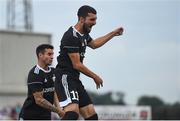 24 July 2019; Mahir Emreli of Qarabag FK celebrates after scoring his side's first goal during the UEFA Champions League Second Qualifying Round 1st Leg match between Dundalk and Qarabag FK at Oriel Park in Dundalk, Louth. Photo by Ben McShane/Sportsfile