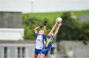 24 July 2019; Grace Shannon of Longford in action against Eimear Quirke of Waterford during the All-Ireland U16 ‘B’ Championship Final 2019 match between Longford and Waterford at St Brendans Park in Birr, Co Offaly. Photo by David Fitzgerald/Sportsfile