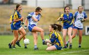 24 July 2019; Riane McGrath of Longford saves the shot from Meave Sheridan of Waterford during the All-Ireland U16 ‘B’ Championship Final 2019 match between Longford and Waterford at St Brendans Park in Birr, Co Offaly. Photo by David Fitzgerald/Sportsfile
