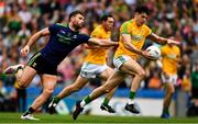 21 July 2019; Séamus Lavin of Meath  in action against Aidan O'Shea of Mayo during the GAA Football All-Ireland Senior Championship Quarter-Final Group 1 Phase 2 match between Mayo and Meath at Croke Park in Dublin. Photo by Ray McManus/Sportsfile