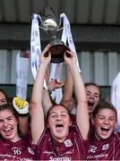 24 July 2019; Galway captain Chellene Trill lifts the cup after the All-Ireland U16 ‘A’ Championship Final 2019 match between Galway and Meath at St Rynagh's in Banagher, Co Offaly. Photo by Piaras Ó Mídheach/Sportsfile