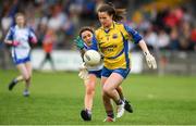 24 July 2019; Riane McGrath of Longford in action against Meave Sheridan of Waterford the All-Ireland U16 ‘B’ Championship Final 2019 match between Longford and Waterford at St Brendans Park in Birr, Co Offaly. Photo by David Fitzgerald/Sportsfile