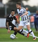 24 July 2019; Dane Massey of Dundalk in action against Jaime Romero Rodrigues of Qarabag FK during the UEFA Champions League Second Qualifying Round 1st Leg match between Dundalk and Qarabag FK at Oriel Park in Dundalk, Louth. Photo by Ben McShane/Sportsfile
