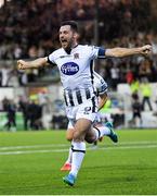 24 July 2019; Patrick Hoban of Dundalk celebrates after scoring his side's first goal during the UEFA Champions League Second Qualifying Round 1st Leg match between Dundalk and Qarabag FK at Oriel Park in Dundalk, Louth. Photo by Seb Daly/Sportsfile