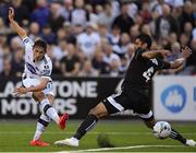 24 July 2019; Jamie McGrath of Dundalk in action against Rahil Mammadov of Qarabag FK during the UEFA Champions League Second Qualifying Round 1st Leg match between Dundalk and Qarabag FK at Oriel Park in Dundalk, Louth. Photo by Seb Daly/Sportsfile