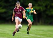 24 July 2019; Laura Kelly of Galway in action against Megan Clarke of Meath during the All-Ireland U16 ‘A’ Championship Final 2019 match between Galway and Meath at St Rynagh's in Banagher, Co Offaly. Photo by Piaras Ó Mídheach/Sportsfile
