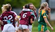 24 July 2019; Alana Griffin of Galway, behind, and her team-mate Chellene Trill, 6, celebrate after the All-Ireland U16 ‘A’ Championship Final 2019 match between Galway and Meath at St Rynagh's in Banagher, Co Offaly. Photo by Piaras Ó Mídheach/Sportsfile