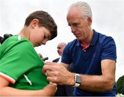 25 July 2019; Republic of Ireland manager Mick McCarthy signs autographs for attendees during the FAI Festival of Football at Trim Celtic in Trim, Meath. Photo by Sam Barnes/Sportsfile
