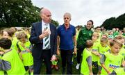 25 July 2019; Republic of Ireland manager Mick McCarthy, centre, David Tully, Trim Celtic Chairman, left, and Megan Campbell of Republic of Ireland with attendees during the FAI Festival of Football at Trim Celtic in Trim, Meath. Photo by Sam Barnes/Sportsfile
