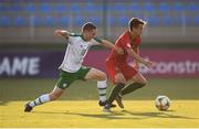 24 July 2019; Fábio Vieira of Portugal and Joe Hodge of Republic of Ireland during the 2019 UEFA U19 Championships semi-final match between Portugal and Republic of Ireland at Banants Stadium in Yerevan, Armenia. Photo by Stephen McCarthy/Sportsfile