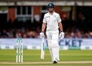 26 July 2019; William Porterfield leaves the crease after being dissmissed during day three of the Specsavers Test Match between Ireland and England at Lords Cricket Ground in London, England. Photo by Matt Impey/Sportsfile