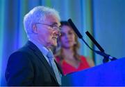 26 July 2019; Brother Bernard Twomey speaking during the FAI Delegates Dinner and Communications Awards at Knightsbrook Hotel in Trim, Meath. Photo by Seb Daly/Sportsfile