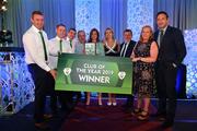 26 July 2019; Colemanstown United FC representatives are presented with the FAI Club of the Year award by FAI President Donal Conway and FAI General Manager Noel Mooney during the FAI Delegates Dinner and Communications Awards at Knightsbrook Hotel in Trim, Meath. Photo by Seb Daly/Sportsfile