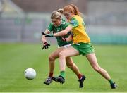 27 July 2019; Grace Kelly of Mayo in action against Deirdre Foley of Donegal during the TG4 All-Ireland Ladies Football Senior Championship Group 4 Round 3 match between Donegal and Mayo at Bord Na Mona O'Connor Park in Tullamore, Offaly. Photo by Ben McShane/Sportsfile