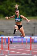 27 July 2019; Megan Kiely of Ferrybank A.C., Co. Waterford, competing in the Women's 400m Hurdles during day one of the Irish Life Health National Senior Track & Field Championships at Morton Stadium in Santry, Dublin. Photo by Sam Barnes/Sportsfile