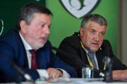 27 July 2019; Newly elected FAI Vice President Paul Cooke, right, in the company of FAI President Donal Conway, in attendance during the FAI AGM at Knightsbrook Hotel in Trim, Meath. Photo by Brendan Moran/Sportsfile