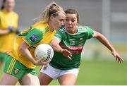 27 July 2019; Niamh McLaughlin of Donegal in action against Niamh Kelly of Mayo during the TG4 All-Ireland Ladies Football Senior Championship Group 4 Round 3 match between Donegal and Mayo at Bord Na Mona O'Connor Park in Tullamore, Offaly. Photo by Ben McShane/Sportsfile