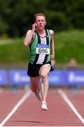 27 July 2019; Craig Newell of Ballymena & Antrim A.C., Co. Antrim competing in the Mens 100m heats, during day one of the Irish Life Health National Senior Track & Field Championships at Morton Stadium in Santry, Dublin. Photo by Sam Barnes/Sportsfile