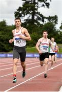 27 July 2019; Kevin Woods of Crusaders A.C., Co. Dublin, competing in Men's 800m heat during day one of the Irish Life Health National Senior Track & Field Championships at Morton Stadium in Santry, Dublin. Photo by Sam Barnes/Sportsfile