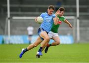 27 July 2019; Luke Swan of Dublin in action against Ruairí Keane of Mayo during the Electric Ireland GAA Football All-Ireland Minor Championship Quarter-Final match between Mayo and Dublin at Glennon Brothers Pearse Park in Longford. Photo by Seb Daly/Sportsfile