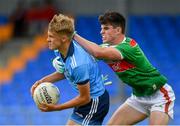 27 July 2019; Alex Rogers of Dublin in action against Alfie Morrison of Mayo during the Electric Ireland GAA Football All-Ireland Minor Championship Quarter-Final match between Mayo and Dublin at Glennon Brothers Pearse Park in Longford. Photo by Seb Daly/Sportsfile